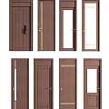 Various Wooden Hinged Doors Showcasing Different Styles Such As Glass Inserts And Solid Wood Designs 3d model
