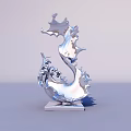 Elegant Silver Metal Flowing Wave Shaped Sculpture With Square Base 3d model
