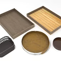 Home Decorative Trays And Woven Basket Including Rectangular Wooden Round Metal And Small Round Pieces