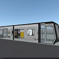 Modern Road Facility Bus Stop With Glass Structure Roof And Seating Area