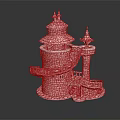 Detailed Pink Castle Building Model With Towers Staircase And Balcony Design