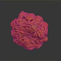 Colorful Red Spherical Food With Hole Patterned Surface And Green Accents