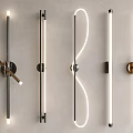 Modern Wall Lamps with Various Designs Mounted on Gray Wall and Metal Frames