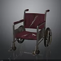 Sturdy Wheelchair With Stainless Steel Frame Red Upholstered Seat And Armrests