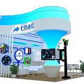 Qiqiao Century Biotechnology Exhibition Booth with Display Screens Tables Chairs and Modern Design