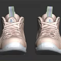 Pink High Top Sneakers With Green Tongue And Unique Glossy Design Details