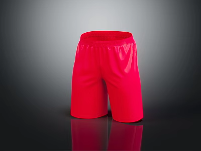 Red Athletic Shorts For Casual Wear With Elastic Waistband And Comfortable Fit 3d model