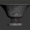 Artistic Blue And Silver Textured Bowl Shaped Sculpture With Intricate Base