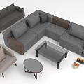 Gray L Shaped Sofa And Coffee Table Set With Glass Top Table Accent Chair Cushions