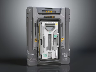 Futuristic Building Component With Mechanical Control Panel And Metal Casing 3d model