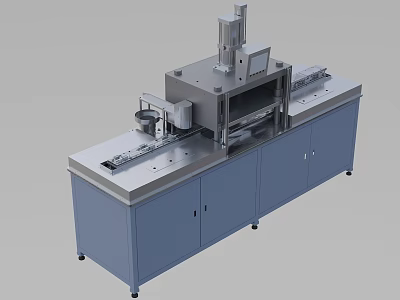 Industrial Equipment with Gray Cabinets Workbench and Automated Control Panel for Manufacturing Processes 3d model