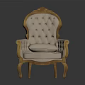 Elegant Single Armchair With Golden Carved Frame Tufted Beige Upholstery And Ornate Wooden Legs