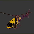 Yellow And Purple Helicopter With Sleek Design And Reflective Surface