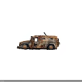 Rusted Military Vehicle With Open Door Damaged Body And Worn Rusty Exterior