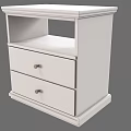 White Modern Bedside Table With Two Drawers And Open Shelf Design 3d model