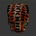 Colorful Leopard Head Mask With Red Black Spots Open Mouth And Sharp Teeth