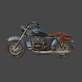 Vintage Blue Sidecar Motorcycle With Red Seat And Classic Design