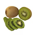 Fresh Kiwi Fruit With Whole Halved And Sliced Green Flesh And Black Seeds
