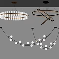 Modern Lighting Combinations With Intersecting Circular Pendants And Curved Sphere Lamps 3d model