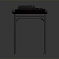 Professional Electronic Control Panel Placed On Foldable Dark Wood Table With Portable Design