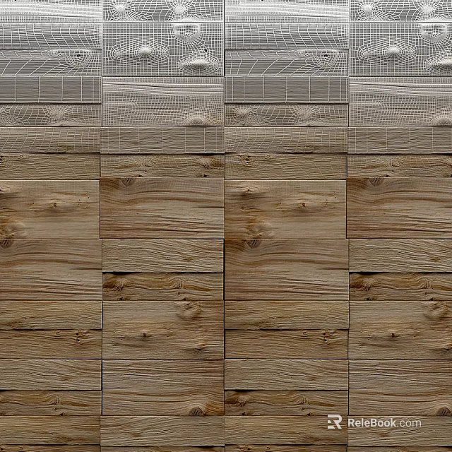 Natural Wood Grain Wall With Textured Planks And Varied Rustic Patterns 3d model 