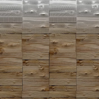 Natural Wood Grain Wall With Textured Planks And Varied Rustic Patterns 3d model