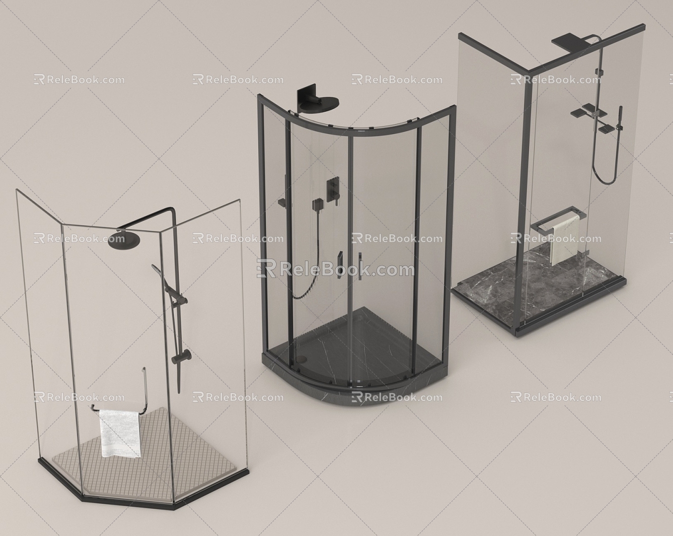 Modern Very Narrow Shower Shower 3d model