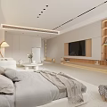 Modern Minimalist Apartment Living Room With TV Wall And Sofa
