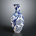 Blue and White Handcrafted Sculpted Vase with Intricate Floral Patterns