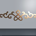 Ornate Decorative Carving with Intricate Curls and Geometric Patterns in Golden Hue