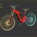 Red And Black Mountain Bike With Large Alloy Wheels And Front Suspension Fork