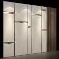 Modern Background Wall With Light Colored Panels Golden Trim And Vertical Stripe Design