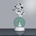Decorative Ornament Set with Green Spherical Base and White Star Shaped Decorations