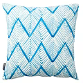 Blue and White Decorative Pillow With Geometric Zigzag Pattern For Home Living