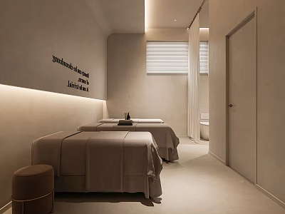 Relaxing SPA Room Interior With Treatment Beds And Soft Lighting 3d model