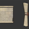 Vintage Paper Scrolls With Unrolled Text And Rolled Up Leather Strap Design