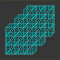 Turquoise Polygonal Mesh 3D Structure with Reflective Surface on Dark Background