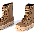 Brown High Top Work Boots With Thick Sole And Lace Up Design