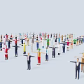 Group of Colorful Character Creatures in Various Poses on Light Background