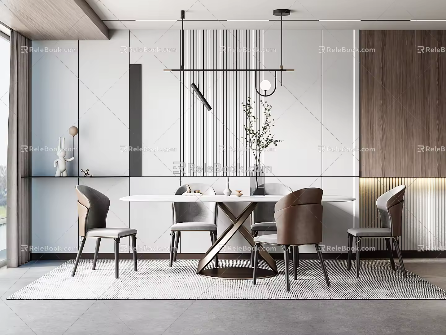 Modern Dining Table and Chair Combination 3d model