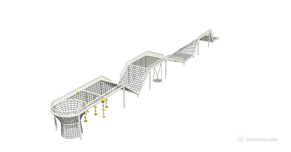 Kindergarten Playground With Net Climbing Structure And Hanging Elements For Kids 3d model