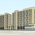 Modern Commercial Complex With Multi Story Buildings Green Roofs And Retail Spaces