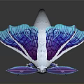 Fantasy Moth Game Movie Character With White Blue Purple Glowing Transparent Wings