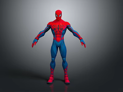 Detailed SpiderMan 3D Model Costume Red Blue Suit With Muscular Standing Pose 3d model