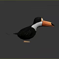Cartoon Style Toucan with Black Body White Neck and Orange Beak