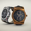 Modern Gold and Silver Watches With Black Dial And Leather Strap Design