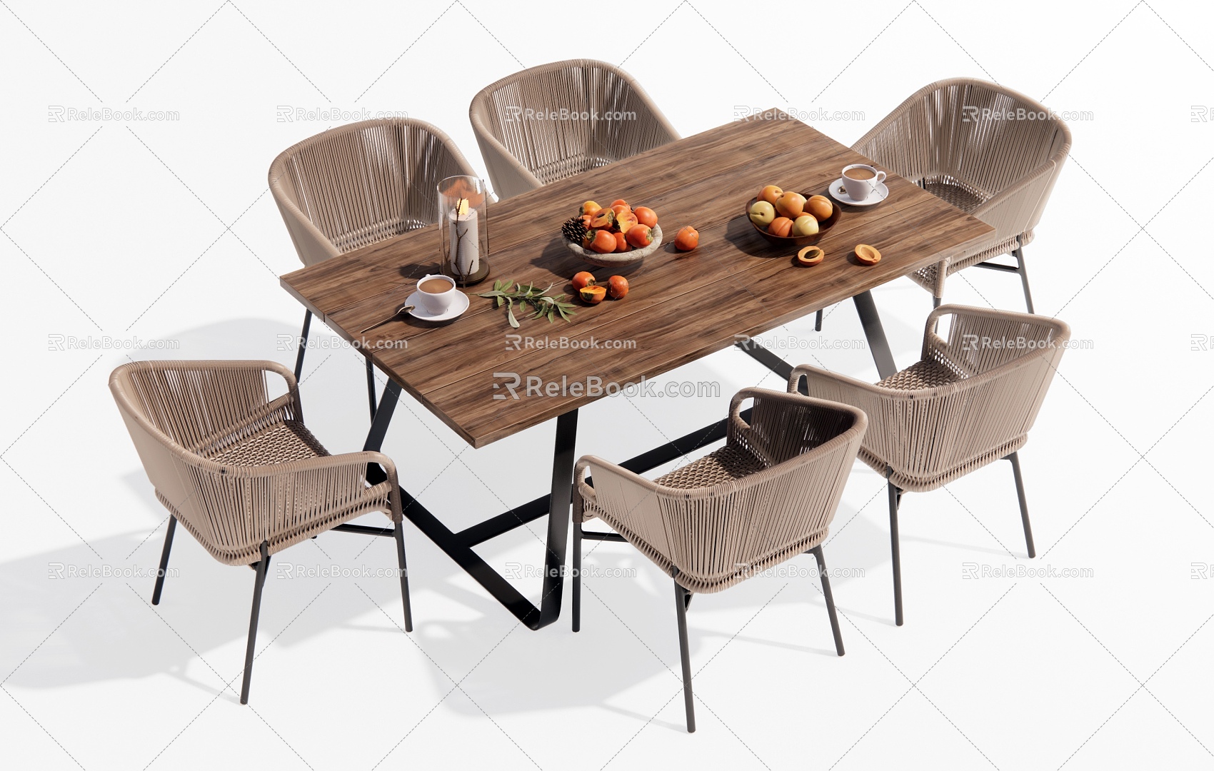 Modern Outdoor Table and Chair Leisure Table and Chair Dining Table and Chair Outdoor Dining Table Leisure Chair Outdoor Chair Rattan Leisure Chair 3d model