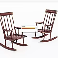Classic Vintage Wooden Rocking Chairs With Armrests And Curved Rocking Base For Comfortable Seating