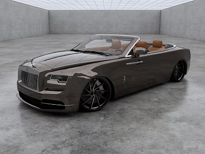 Rolls Royce Luxury Convertible Dark Gray Exterior With Brown Interior And Black Wheels 3d model
