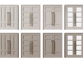 American double door entrance door glass double door 3d model
